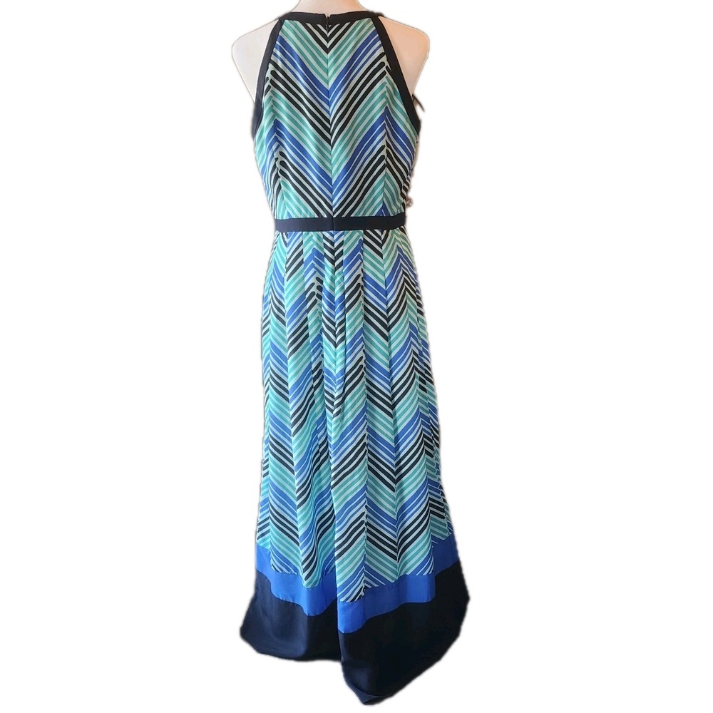 Ann Taylor Maxi Dress Womens 10P Halter Blue Green Black Casual Brunch Party - Picture 4 of 6